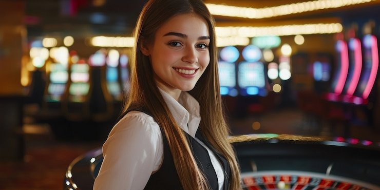 Meja Sic Bo live dealer dengan tiga dadu di shaker transparan